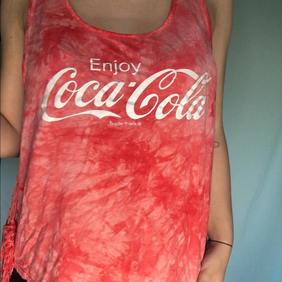 Red tie die-pattern coca-cola tank top! - Picture 2 of 3
